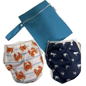 Set Of 2 Mama Duck  Reusable Adjustable Washable Baby Swim Diaper 8-35 lbs. NEW